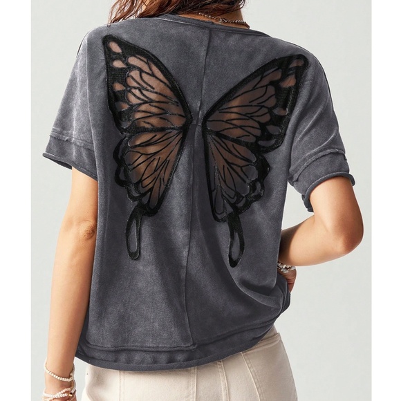 Mineral Wash Oversized Semi Sheer Loose Fit Short Sleeve Top - Picture 6 of 10